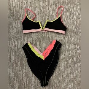Black and Neon One One swimwear Bikini Set